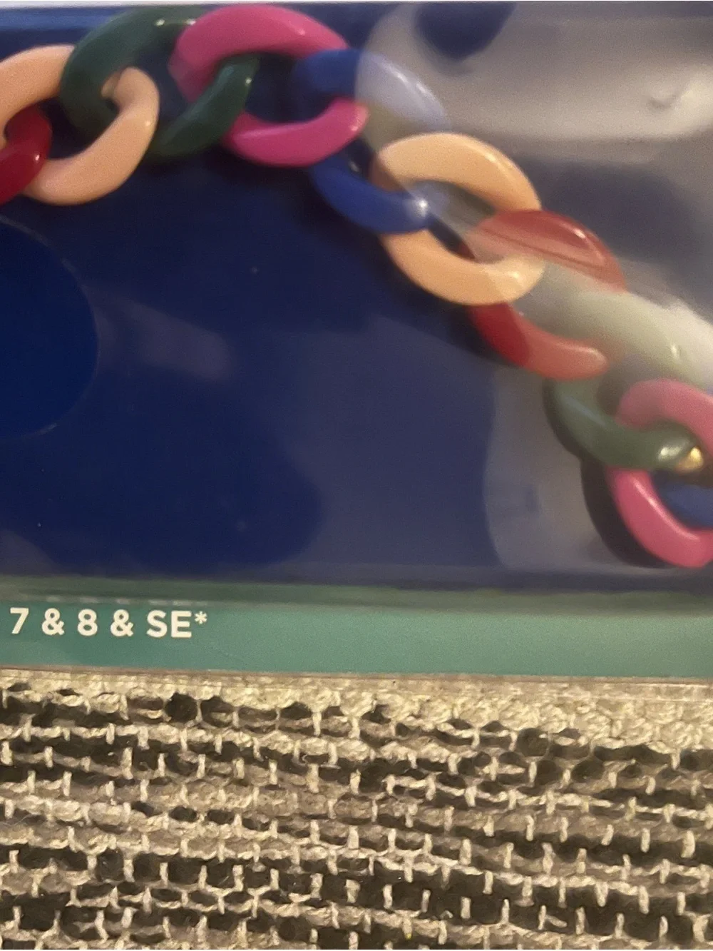 Apple Blue Phone Case with Multicolor Chain Strap